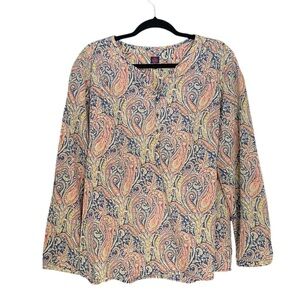 LIBERTY ART FABRICS Liberty Of London Paisley Print Cotton Popover Blouse XL